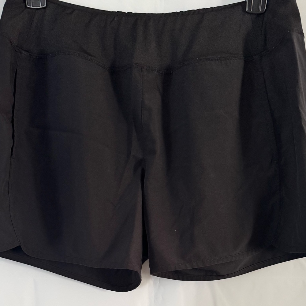 Jockey women’s large Running Shorts Black teal Unlined Lightweight Athletic Gym